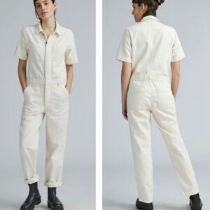 Everlane Short Sleeve Denim Coverall / Bone size 10